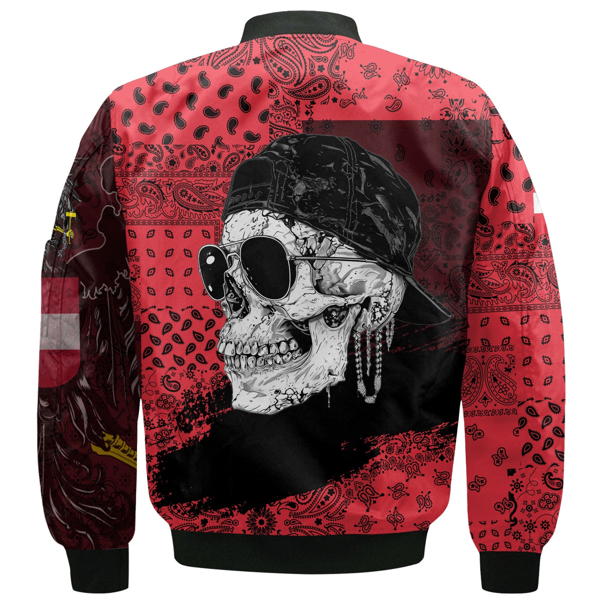 Austria Bomber Jacket Paisley Flag And Skull Style 3