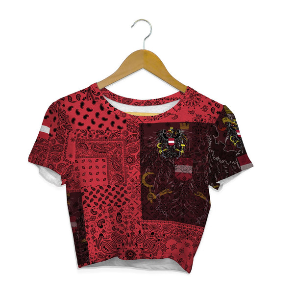 Austria Croptop T Shirt Paisley Flag And Skull Style 1