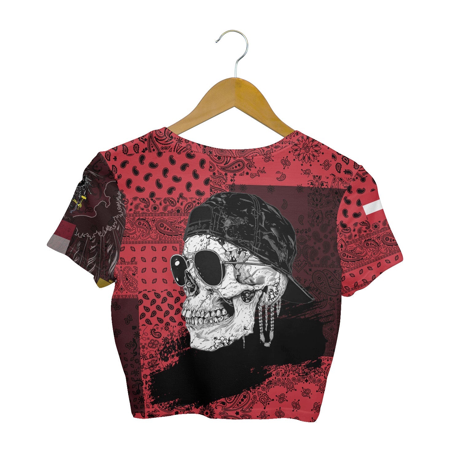 Austria Croptop T Shirt Paisley Flag And Skull Style 2