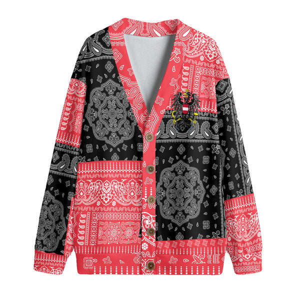 Austria Fleece Cardigan Flag And Paisley Basic Style 1