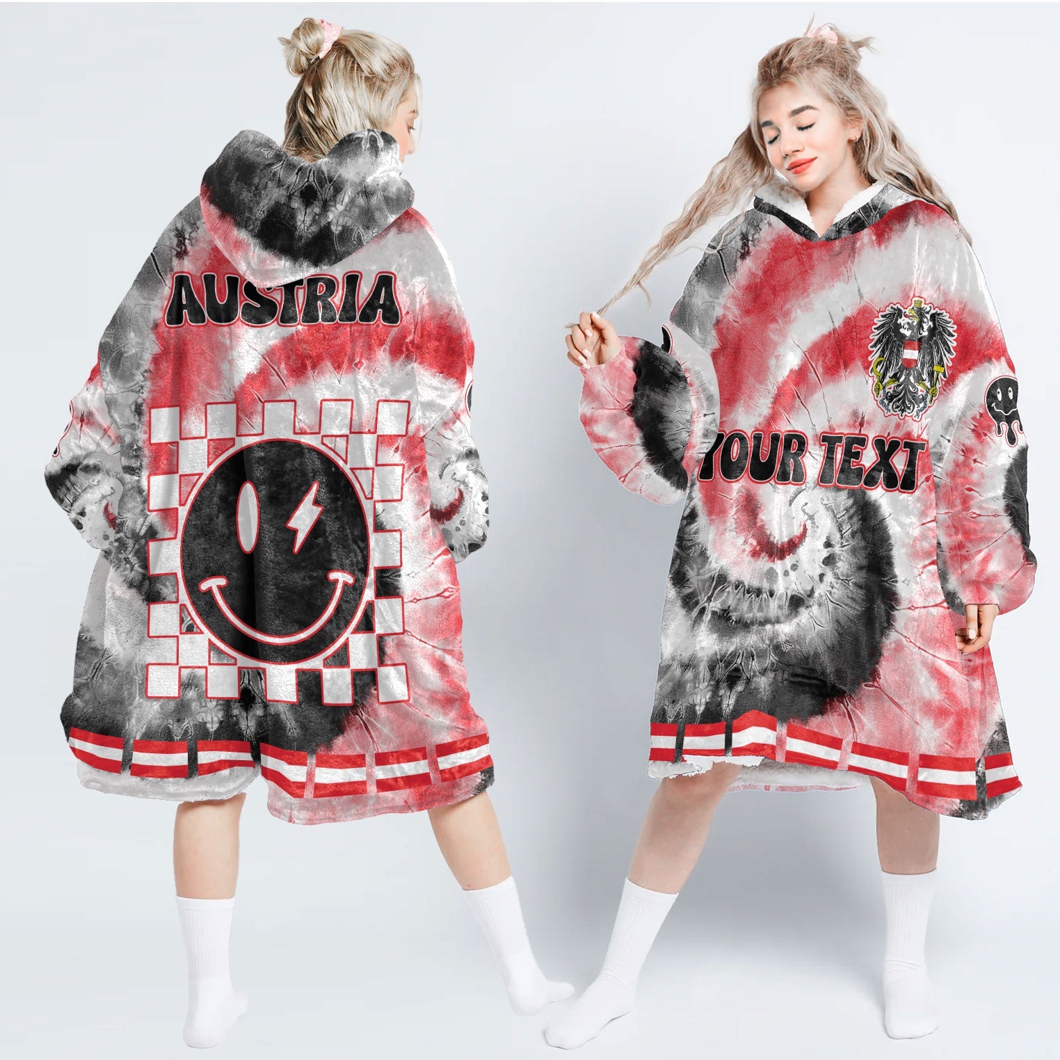 Austria Hoodie Blanket Custom Tie Dye Style 1