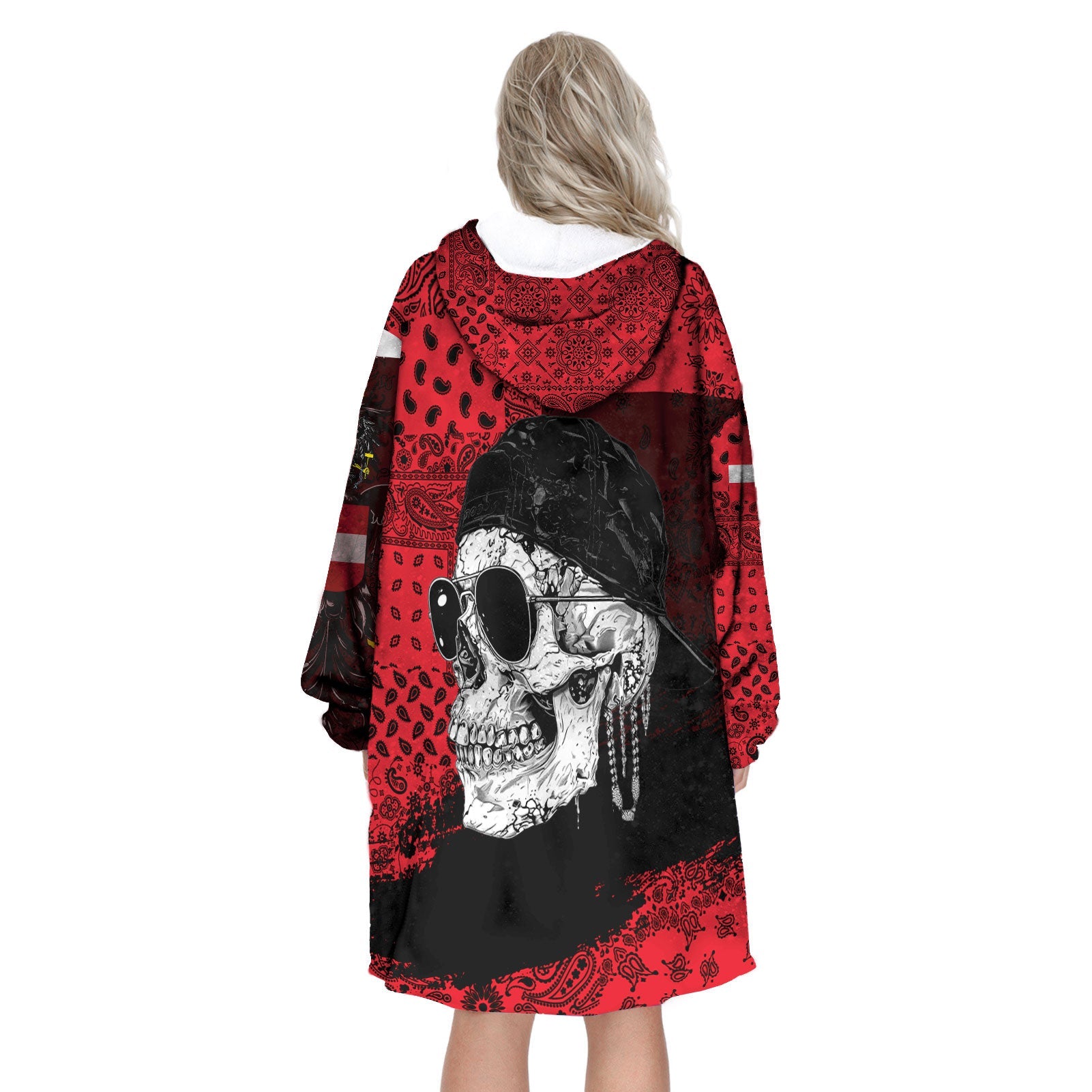 Austria Hoodie Blanket Paisley Flag And Skull Style 3