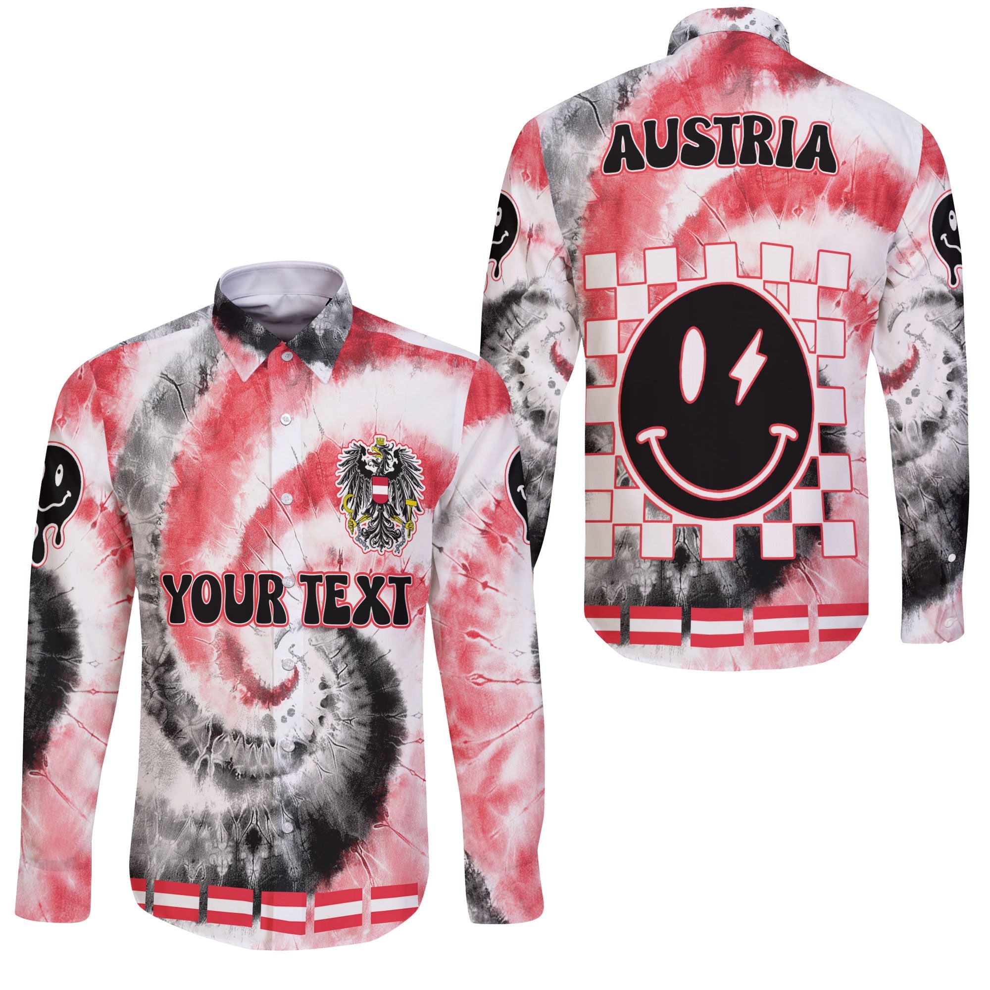 Austria Long Sleeve Button Shirt Custom Tie Dye Style 3