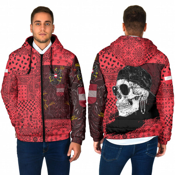 Austria Men Hooded Padded Jacket Paisley Flag And Skull Style 1