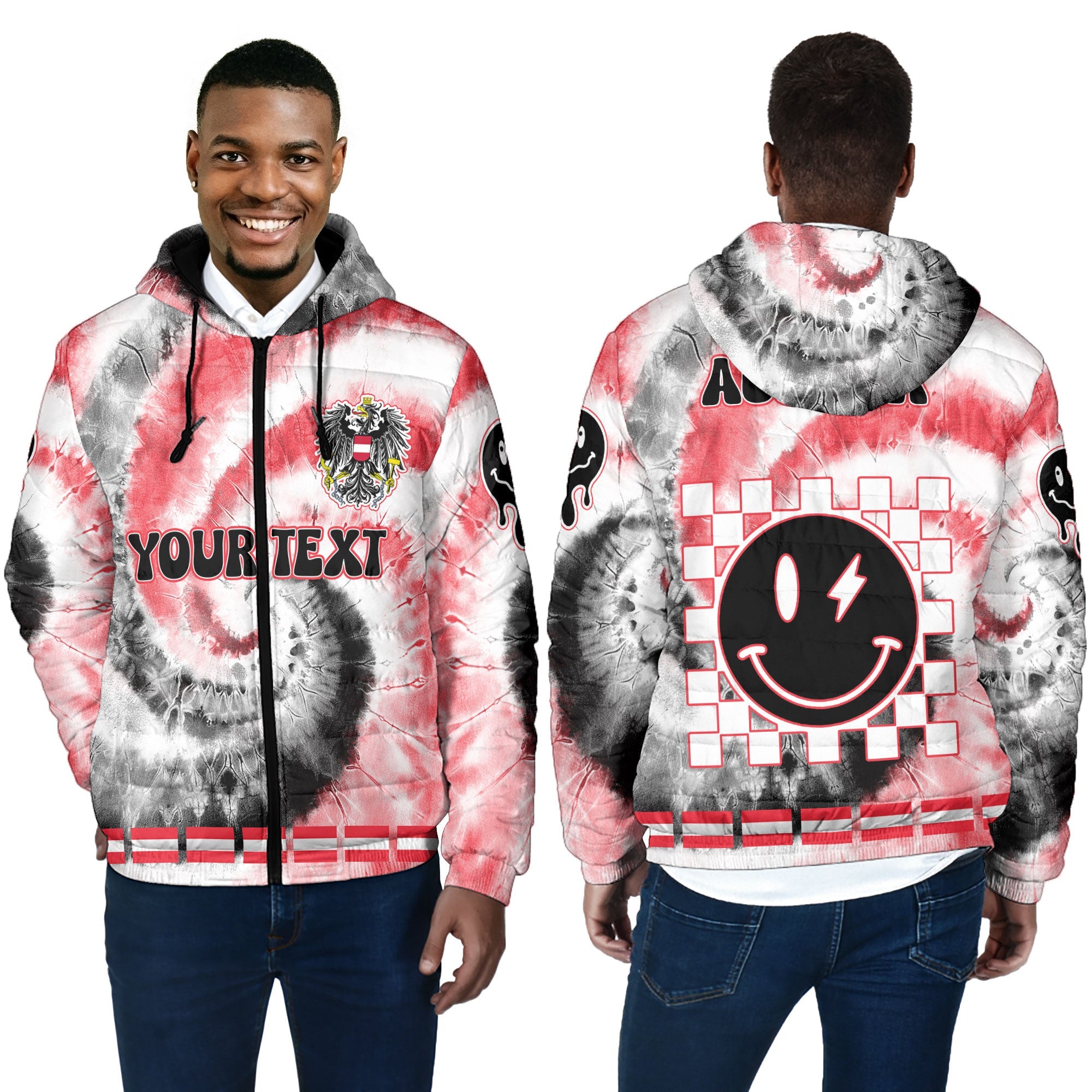 Austria Men Hooded Padded Jacket Custom Tie Dye Style 4