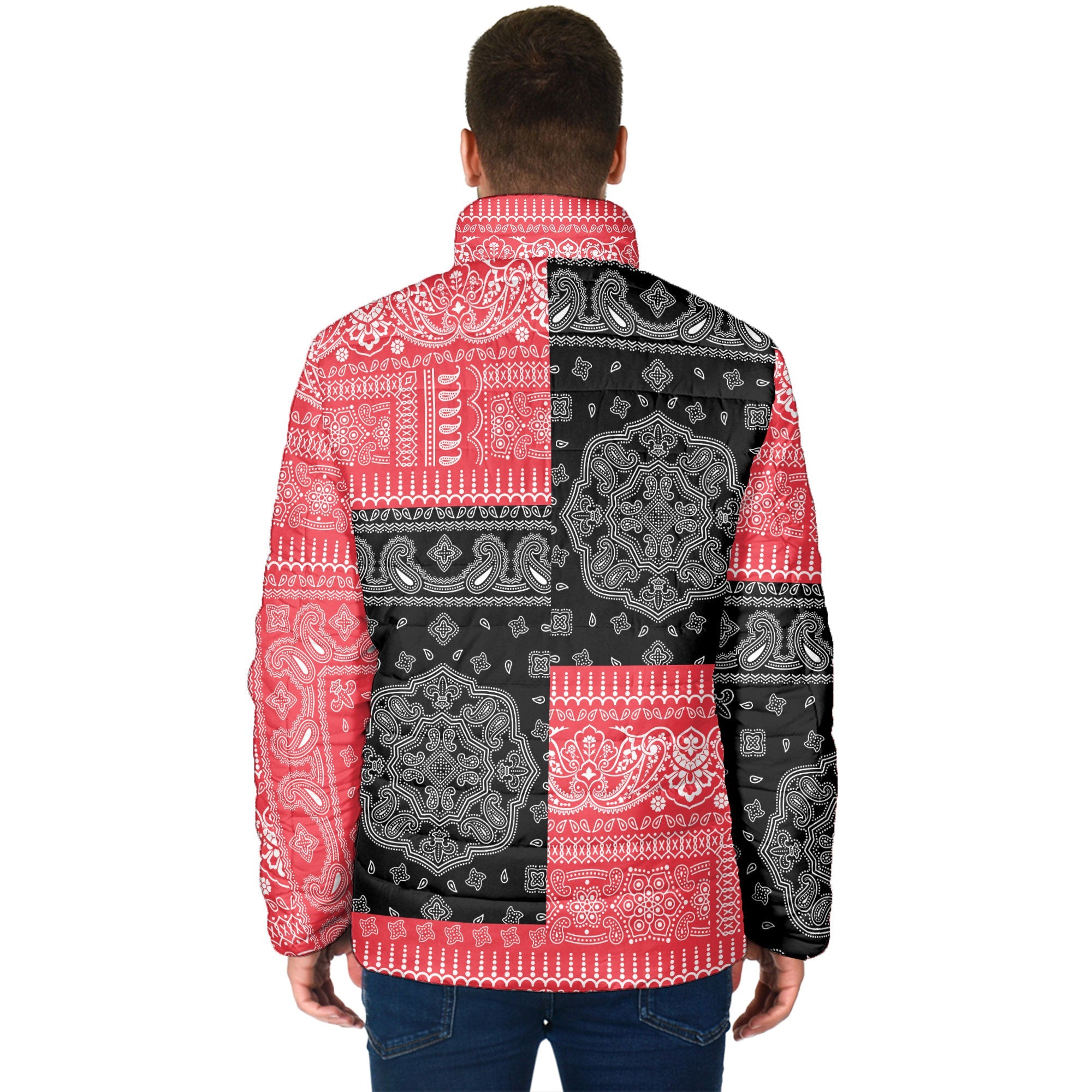 Austria Men Padded Jacket Flag And Paisley Basic Style 2