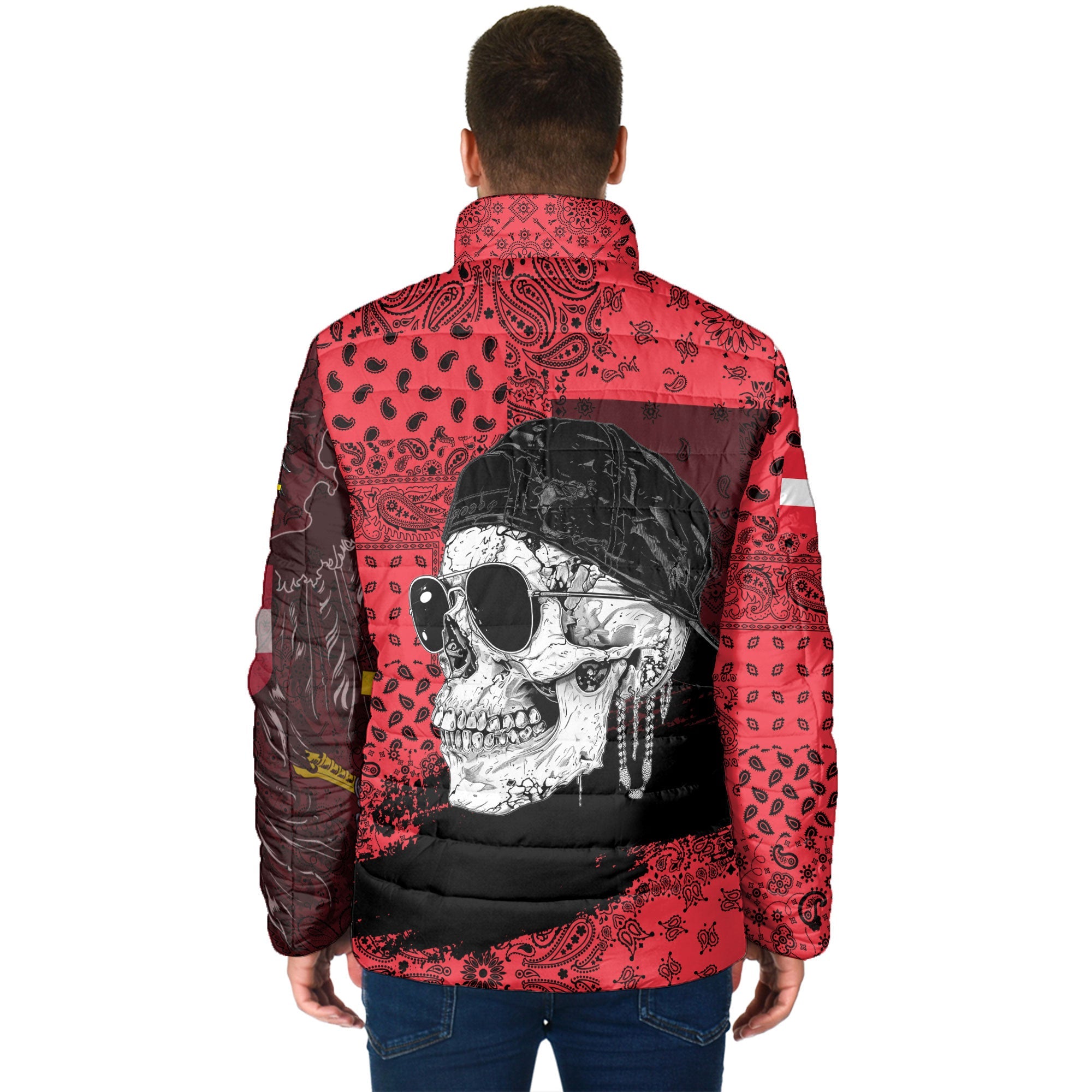 Austria Men Padded Jacket Paisley Flag And Skull Style 2