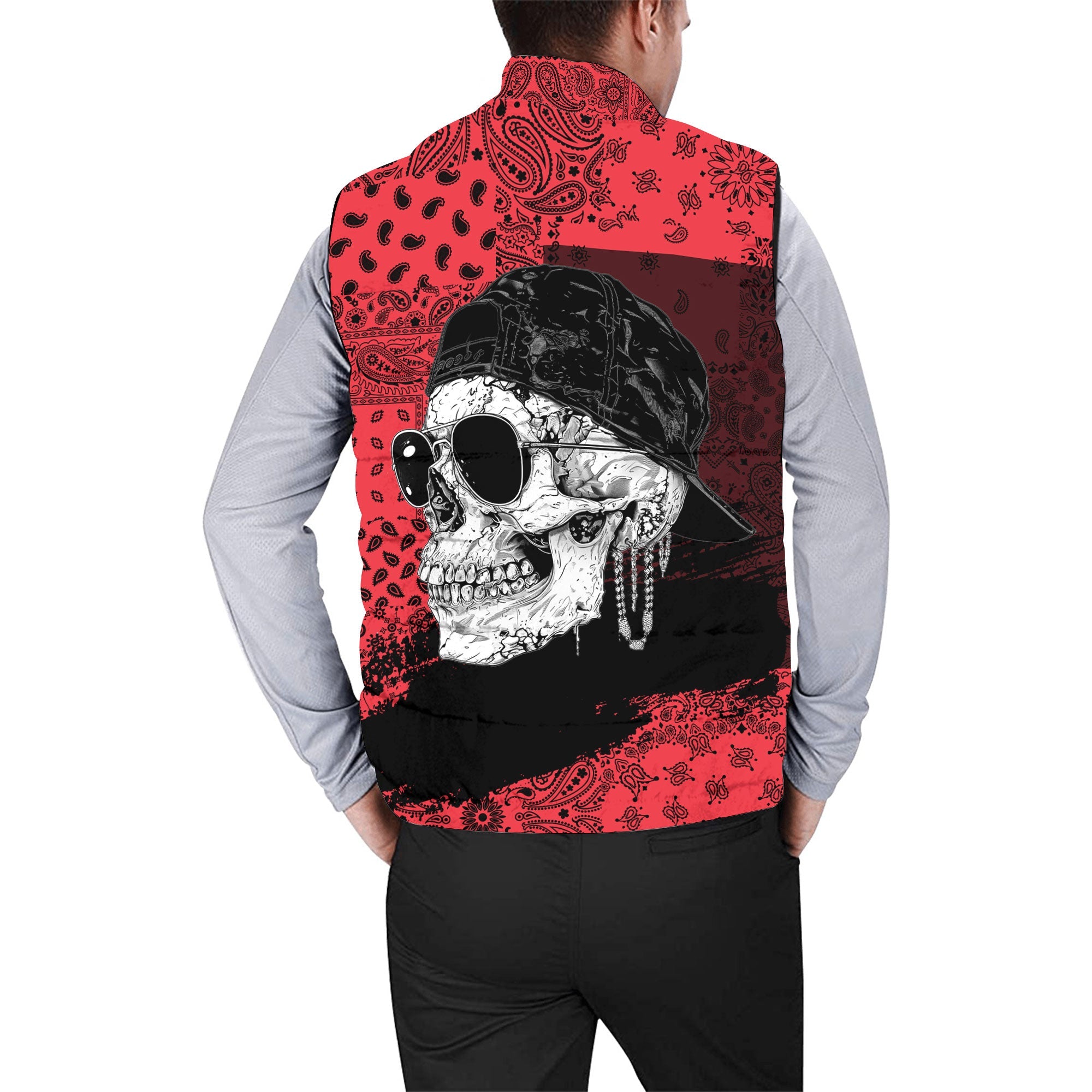 Austria Men Padded Jacket Vest Paisley Flag And Skull Style 2