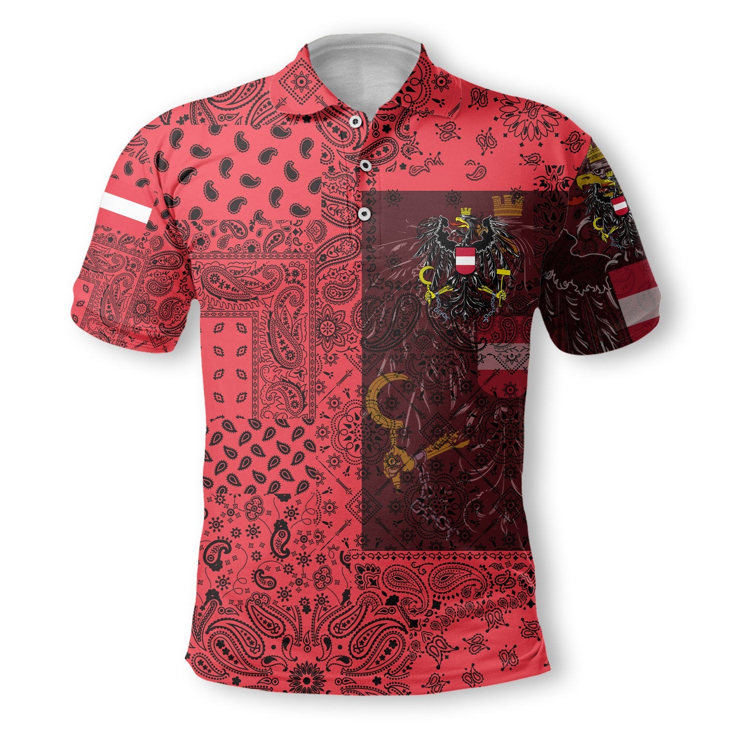 Austria Polo Shirt Paisley Flag And Skull Style 2