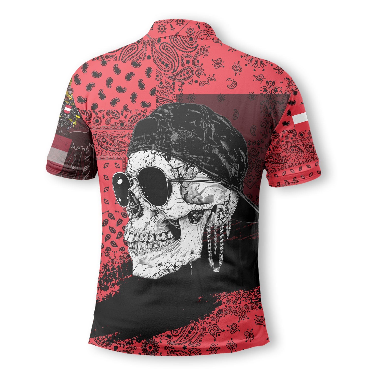 Austria Polo Shirt Paisley Flag And Skull Style 3