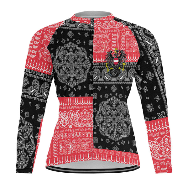 Austria Raglan Men Cycling Jersey Long Sleeve Flag And Paisley Basic Style 1