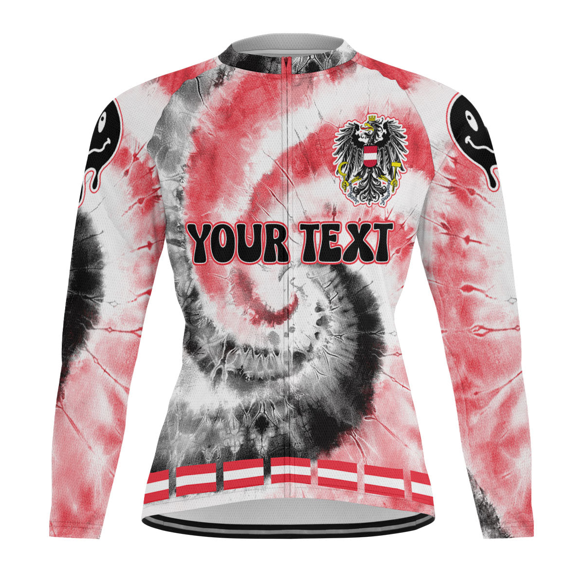 Austria Raglan Men Cycling Jersey Long Sleeve Custom Tie Dye Style 2