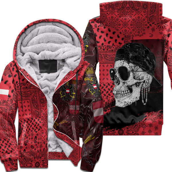 Austria Sherpa Hoodie Paisley Flag And Skull Style 1