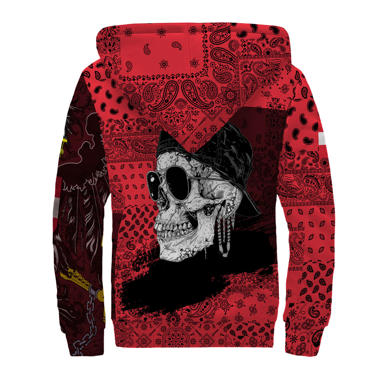 Austria Sherpa Hoodie Paisley Flag And Skull Style 2