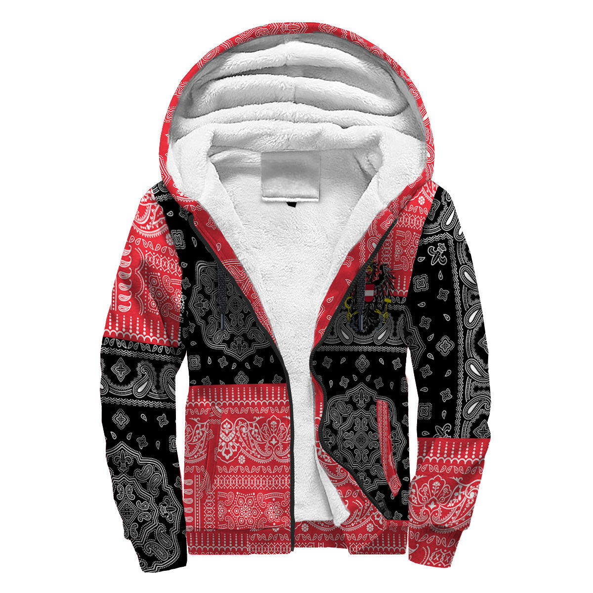 Austria Sherpa Hoodie Flag And Paisley Basic Style 3