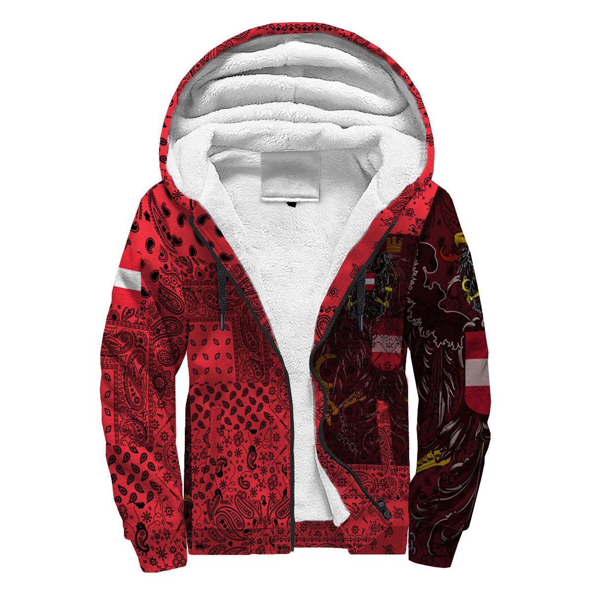 Austria Sherpa Hoodie Paisley Flag And Skull Style 3