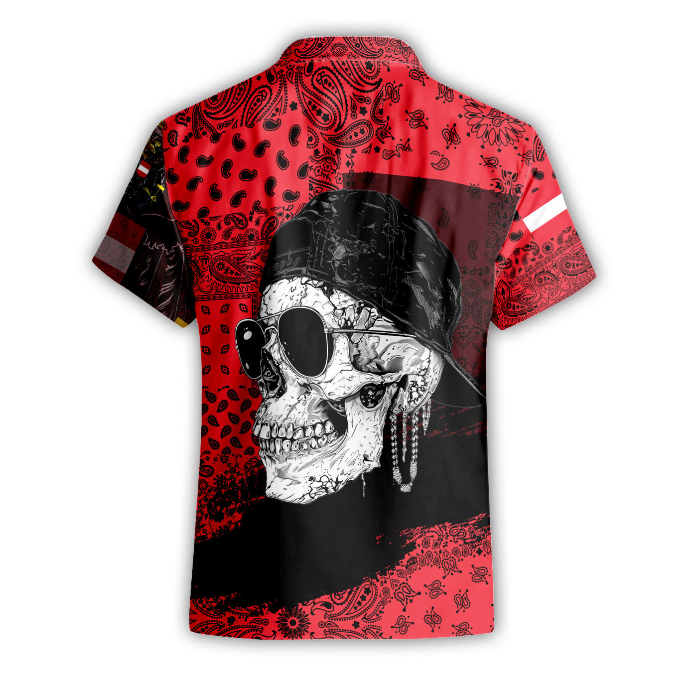 Austria Short Sleeve Shirt Paisley Flag And Skull Style 2