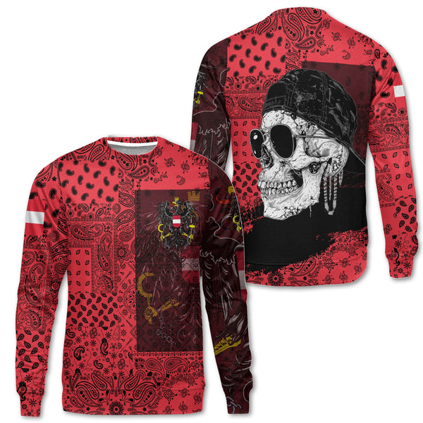 Austria Sweatshirt Paisley Flag And Skull Style 1