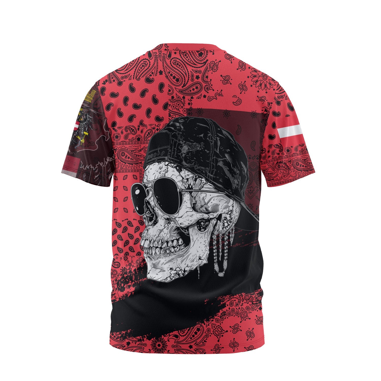 Austria T Shirt Paisley Flag And Skull Style 2