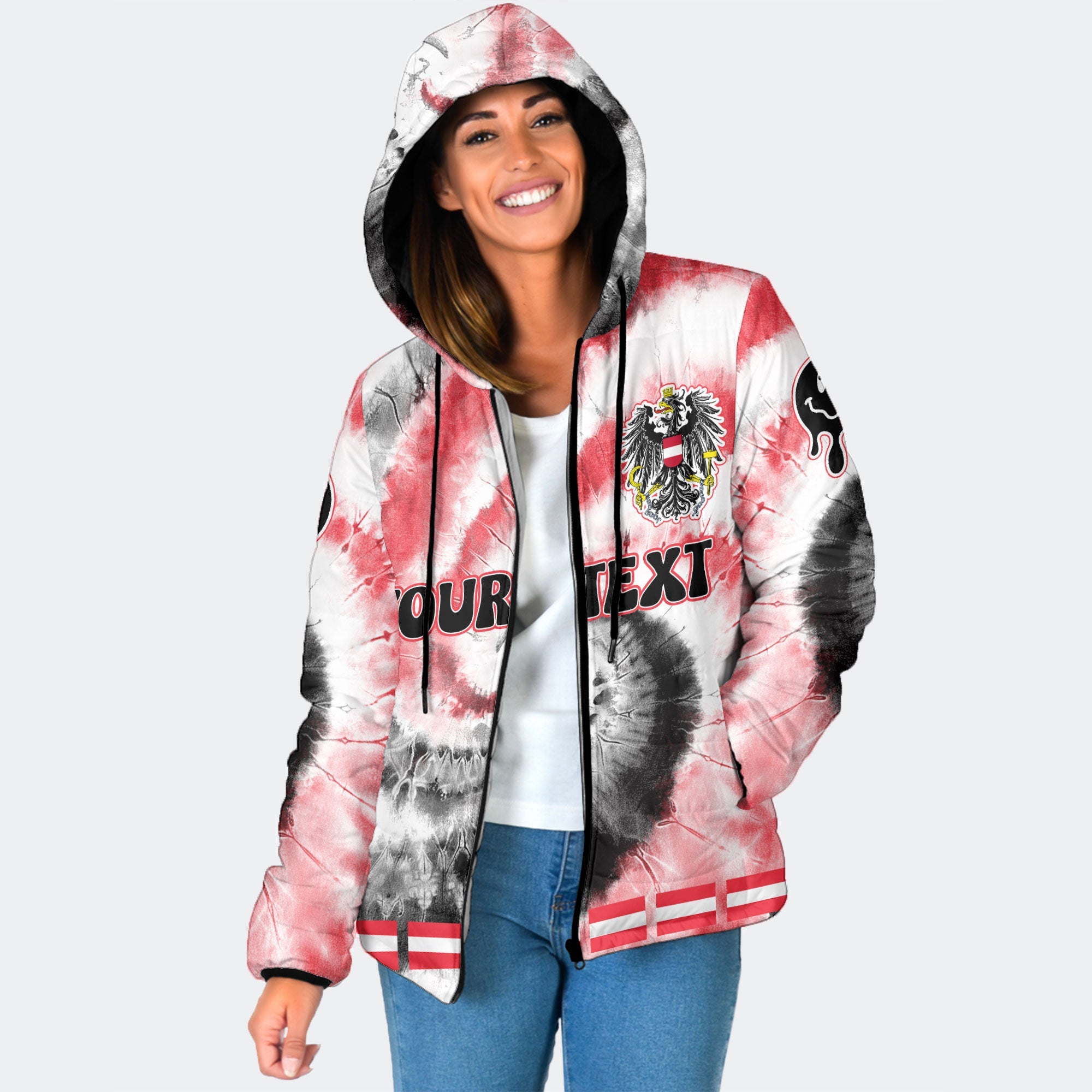 Austria Women Hooded Padded Jacket Custom Tie Dye Style 1