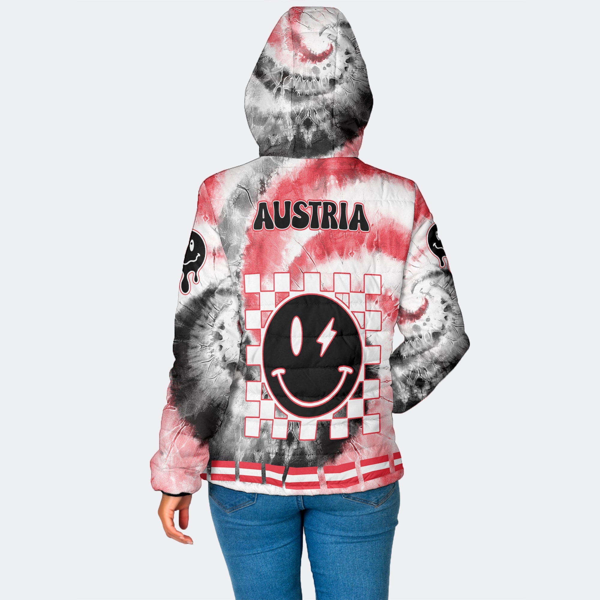 Austria Women Hooded Padded Jacket Custom Tie Dye Style 2