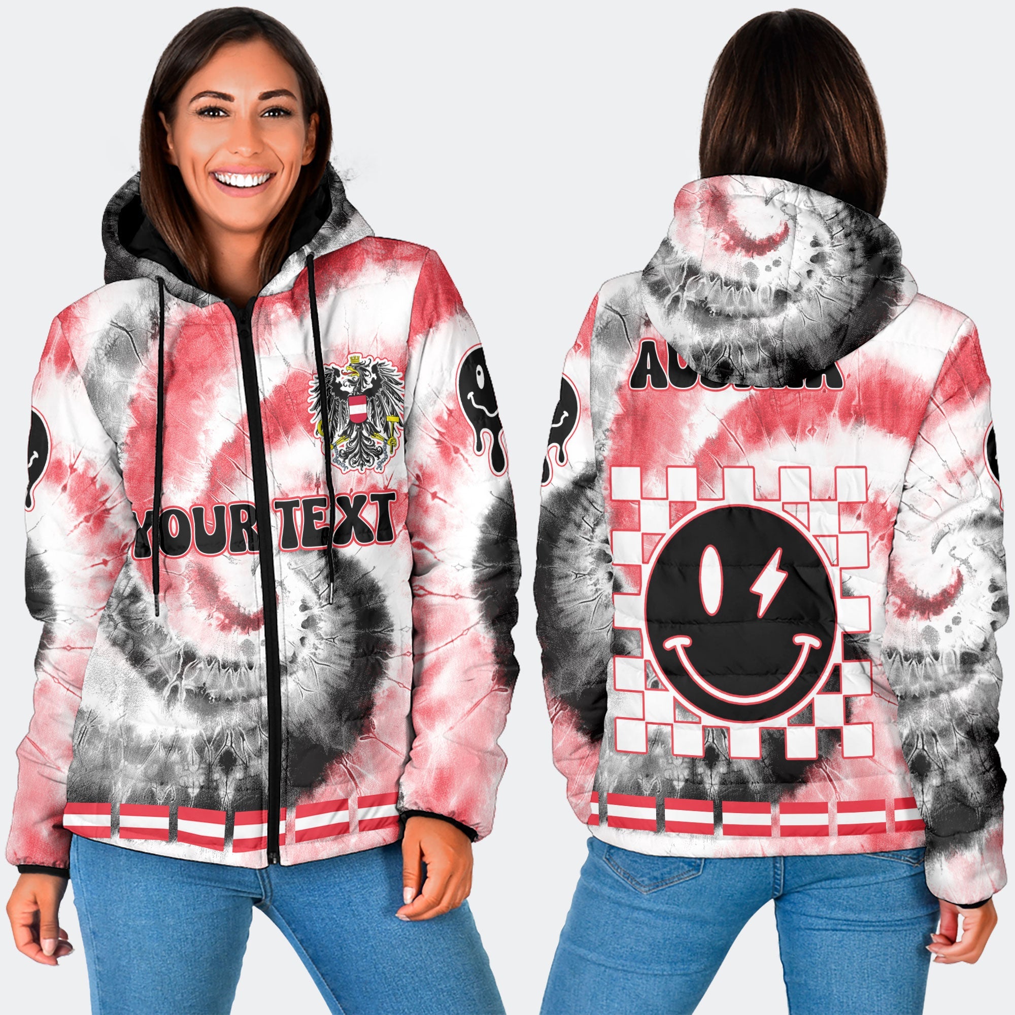 Austria Women Hooded Padded Jacket Custom Tie Dye Style 3