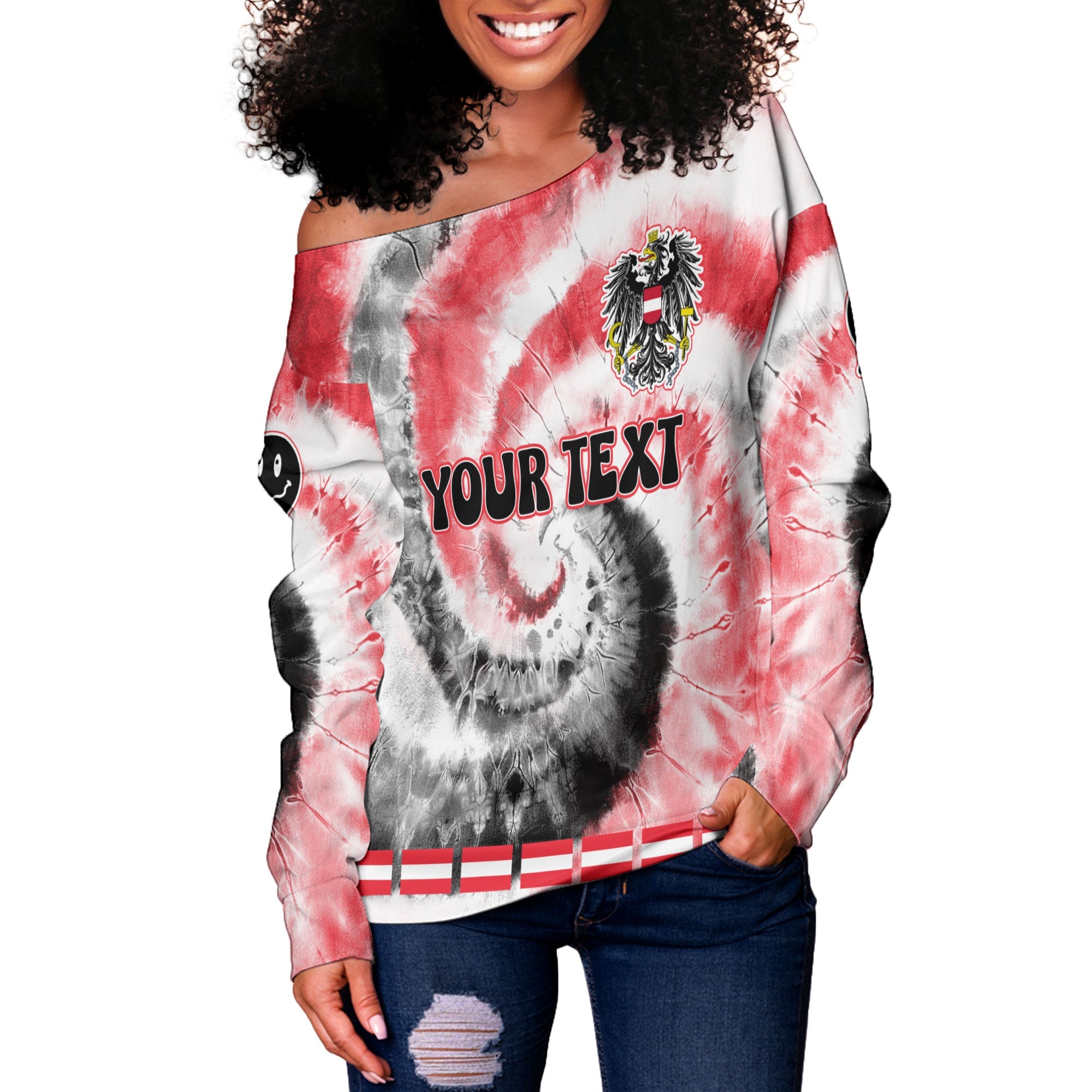 Austria Women Off Shoulder Sweatshirt Custom Tie Dye Style 3