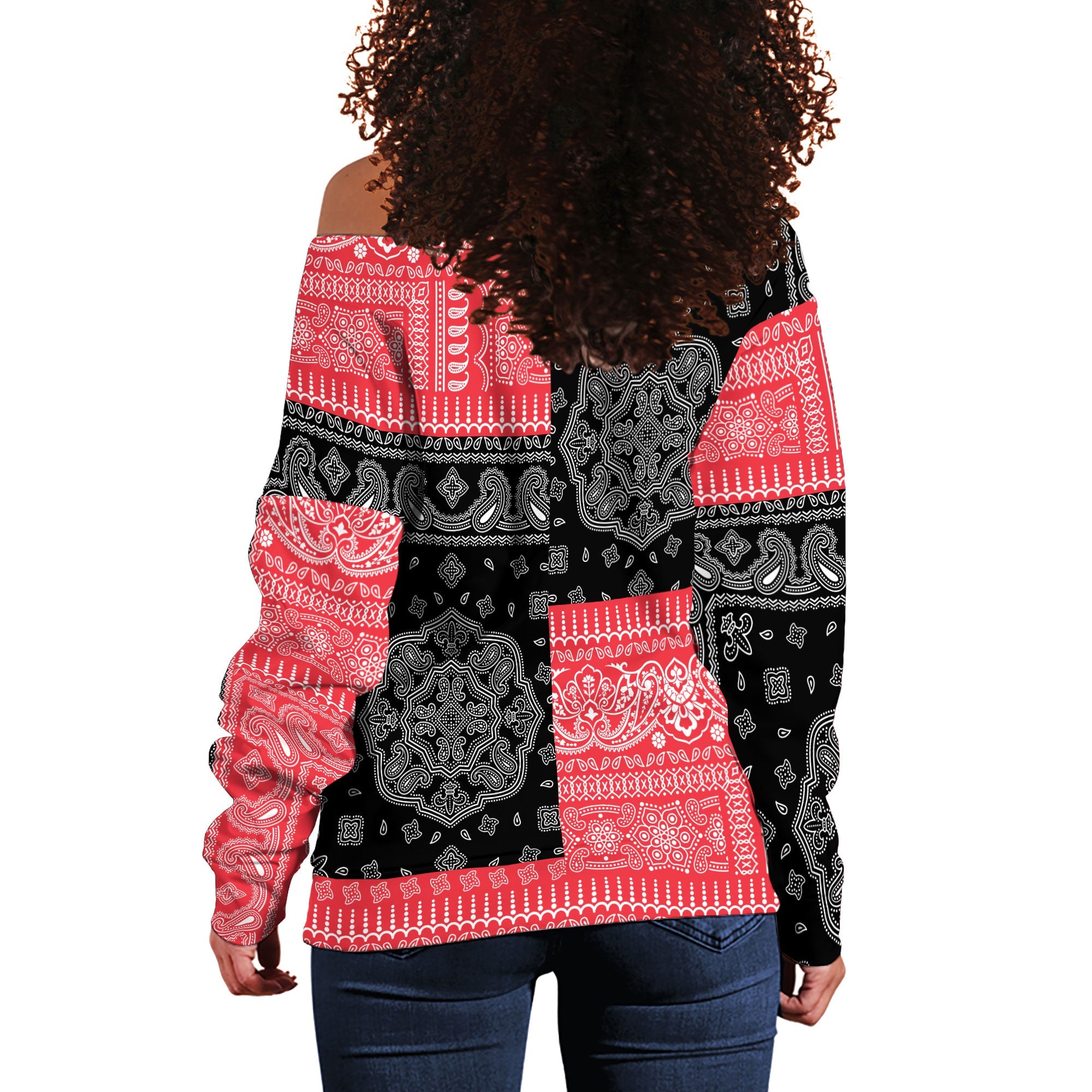 Austria Women Off Shoulder Sweatshirt Flag And Paisley Basic Style 3