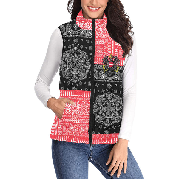 Austria Women Padded Jacket Vest Flag And Paisley Basic Style 1