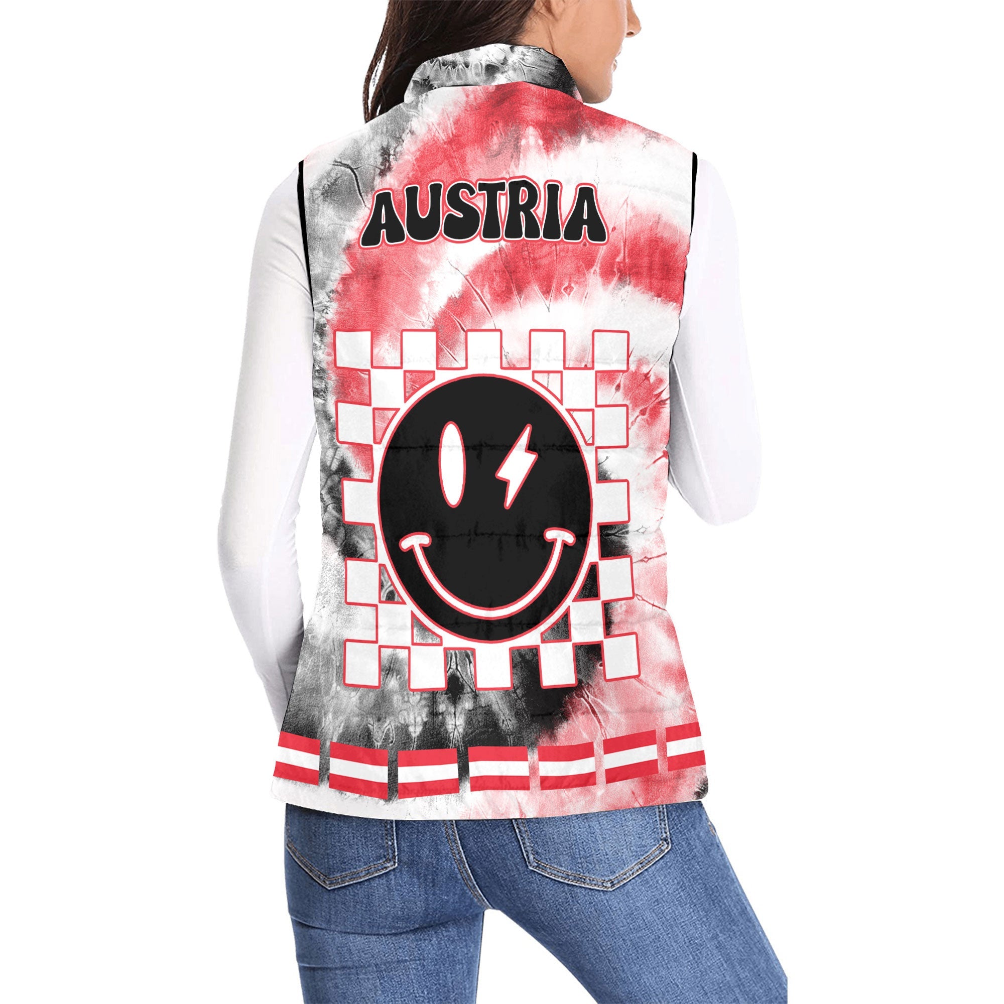 Austria Women Padded Jacket Vest Custom Tie Dye Style 2