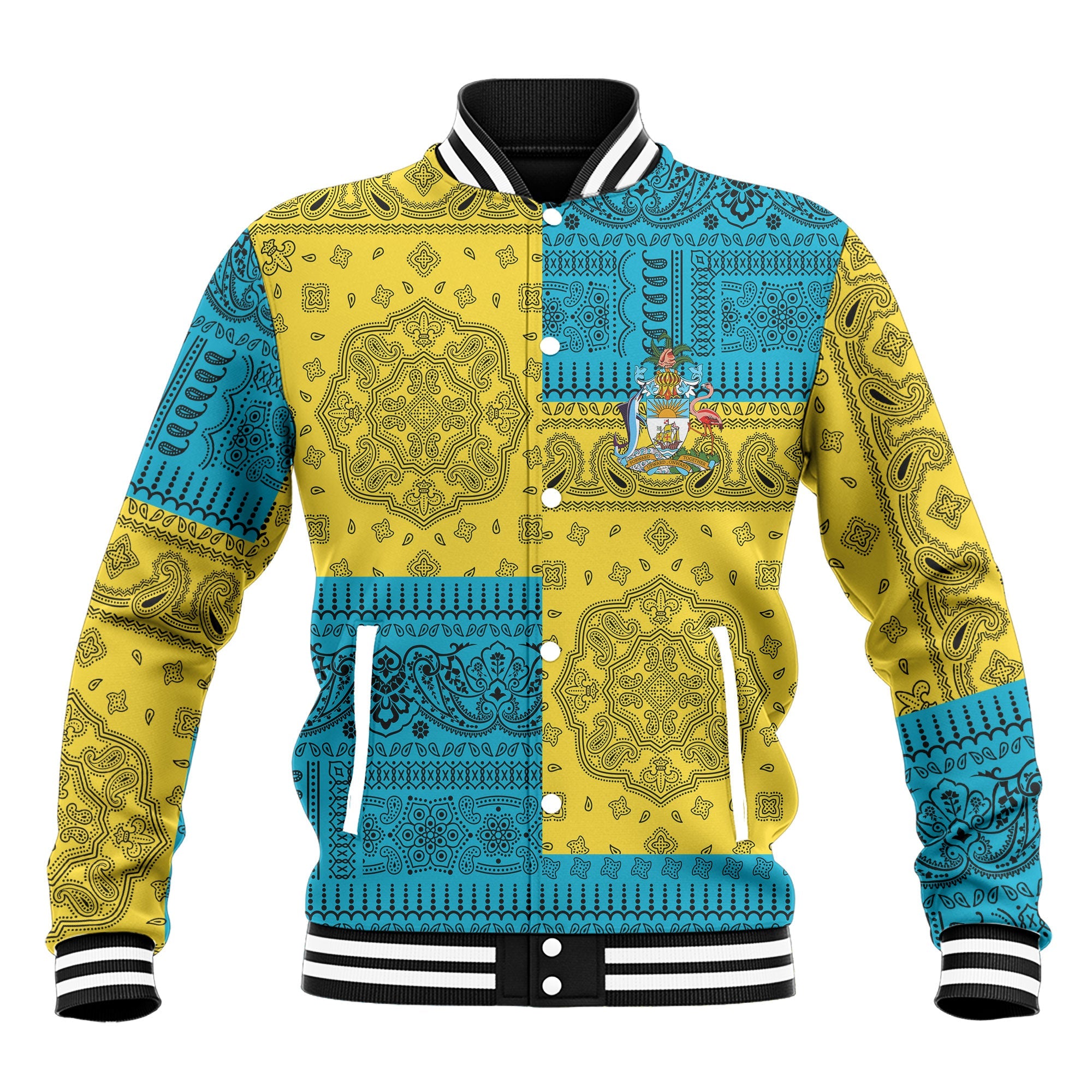 Bahamas Baseball Jacket Flag And Paisley Basic Style 2