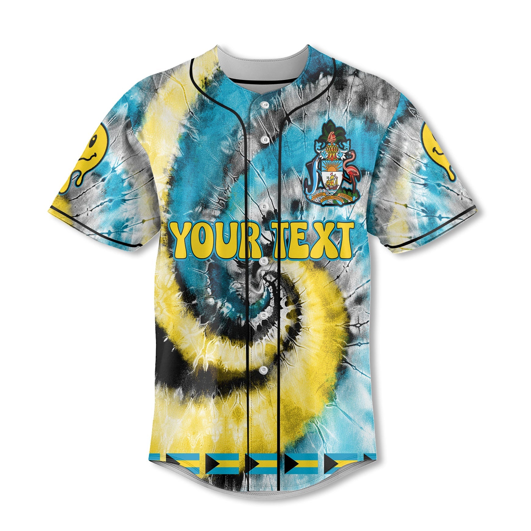 Bahamas Baseball Jersey Custom Tie Dye Style 2