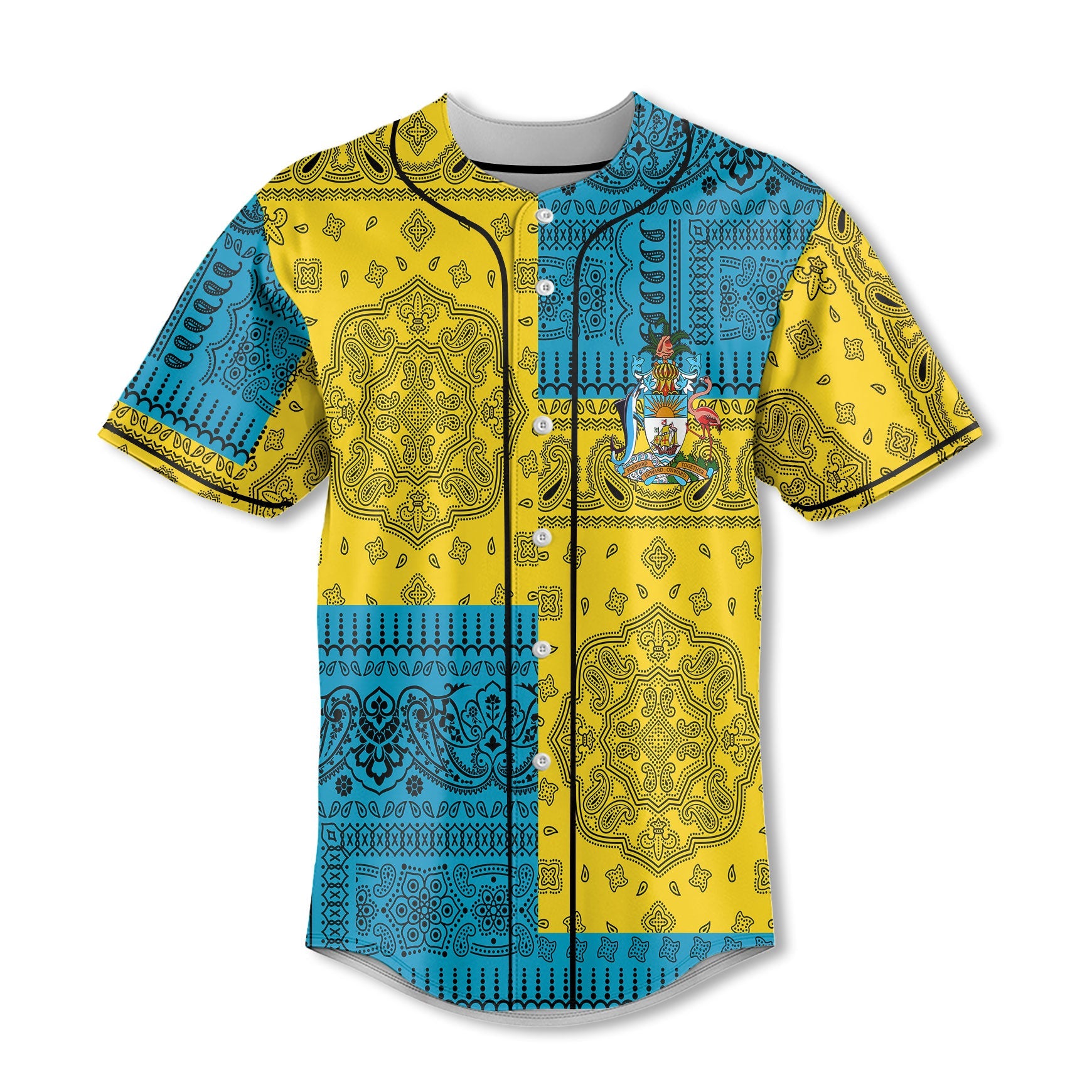 Bahamas Baseball Jersey Flag And Paisley Basic Style 2