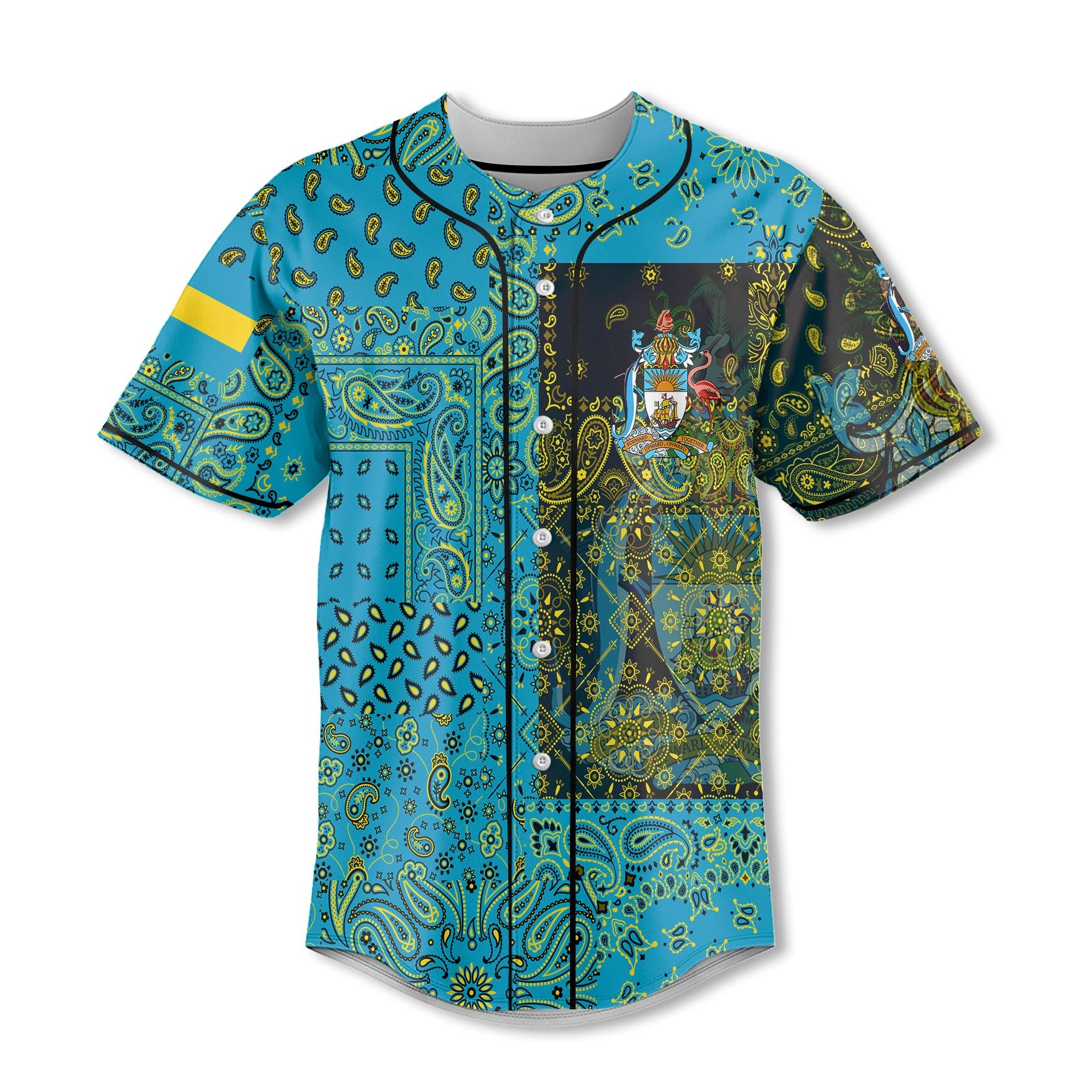 Bahamas Baseball Jersey Paisley Flag And Skull Style 2