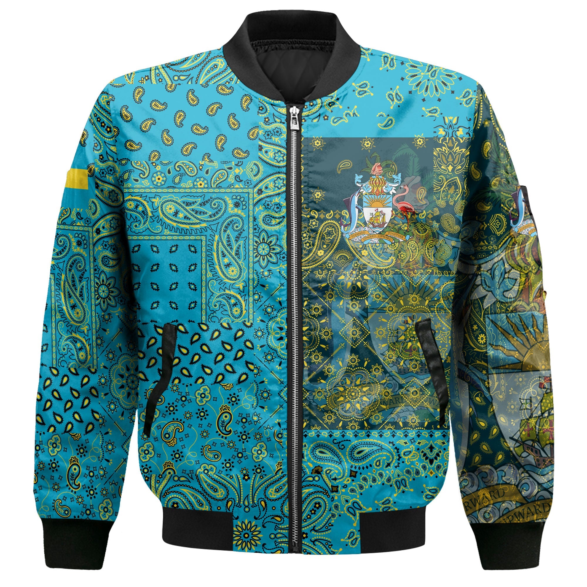 Bahamas Bomber Jacket Paisley Flag And Skull Style 2