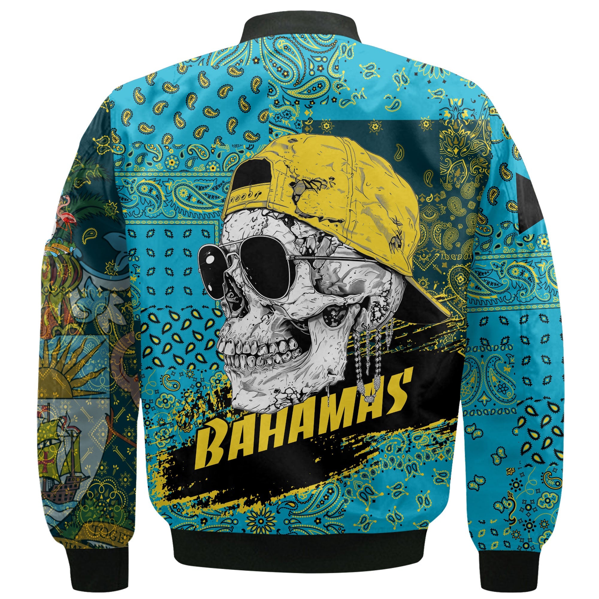 Bahamas Bomber Jacket Paisley Flag And Skull Style 3