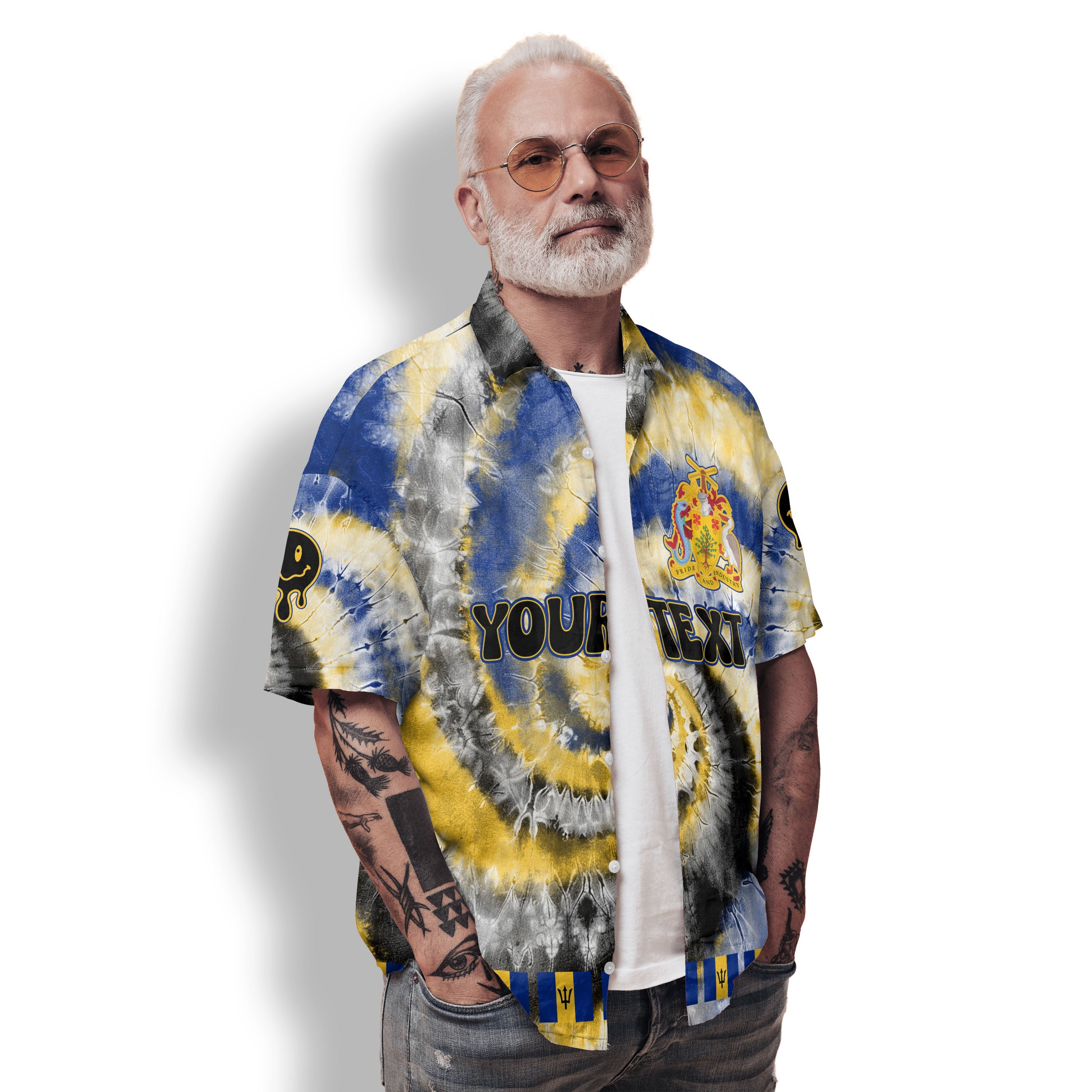 Barbados Hawaiian Shirt Custom Tie Dye Style 2