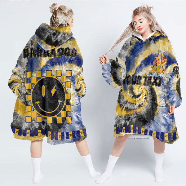 Barbados Hoodie Blanket Custom Tie Dye Style 1