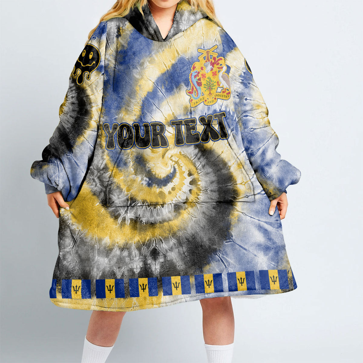 Barbados Hoodie Blanket Custom Tie Dye Style 2