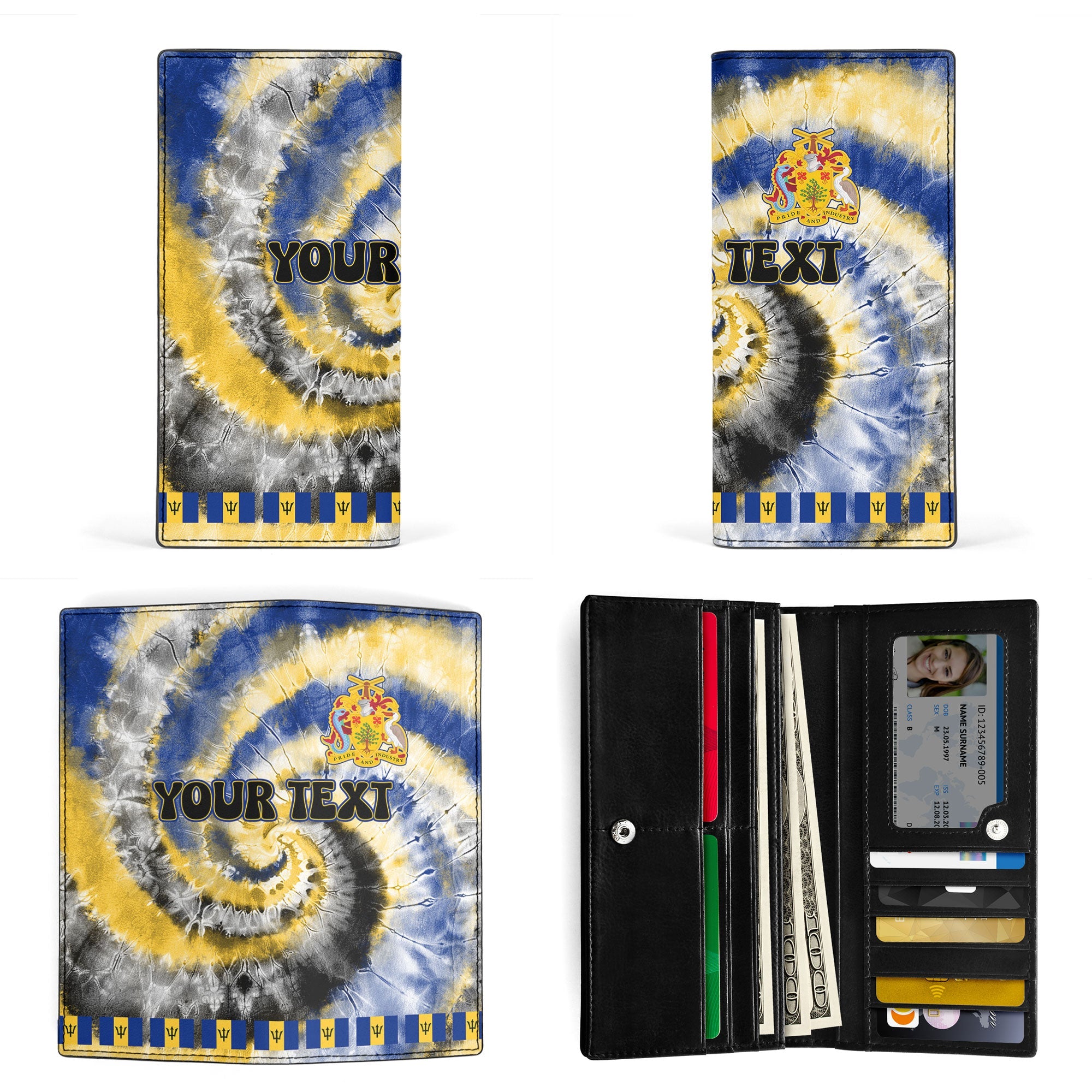 Barbados Leather Wallet Custom Tie Dye Style 3