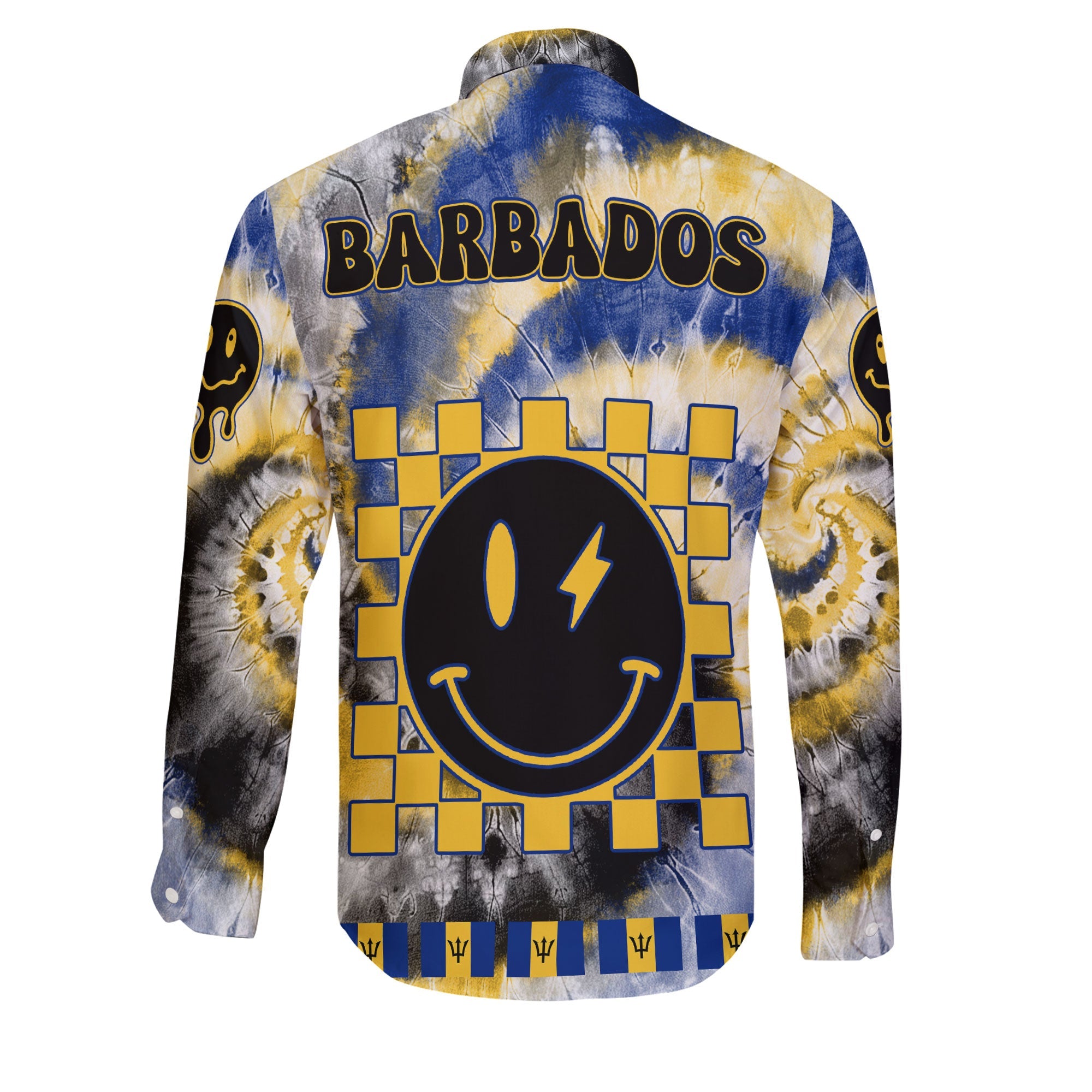 Barbados Long Sleeve Button Shirt Custom Tie Dye Style 2