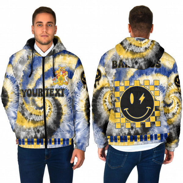 Barbados Men Hooded Padded Jacket Custom Tie Dye Style 1