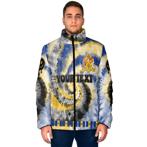 Barbados Men Padded Jacket Custom Tie Dye Style 1