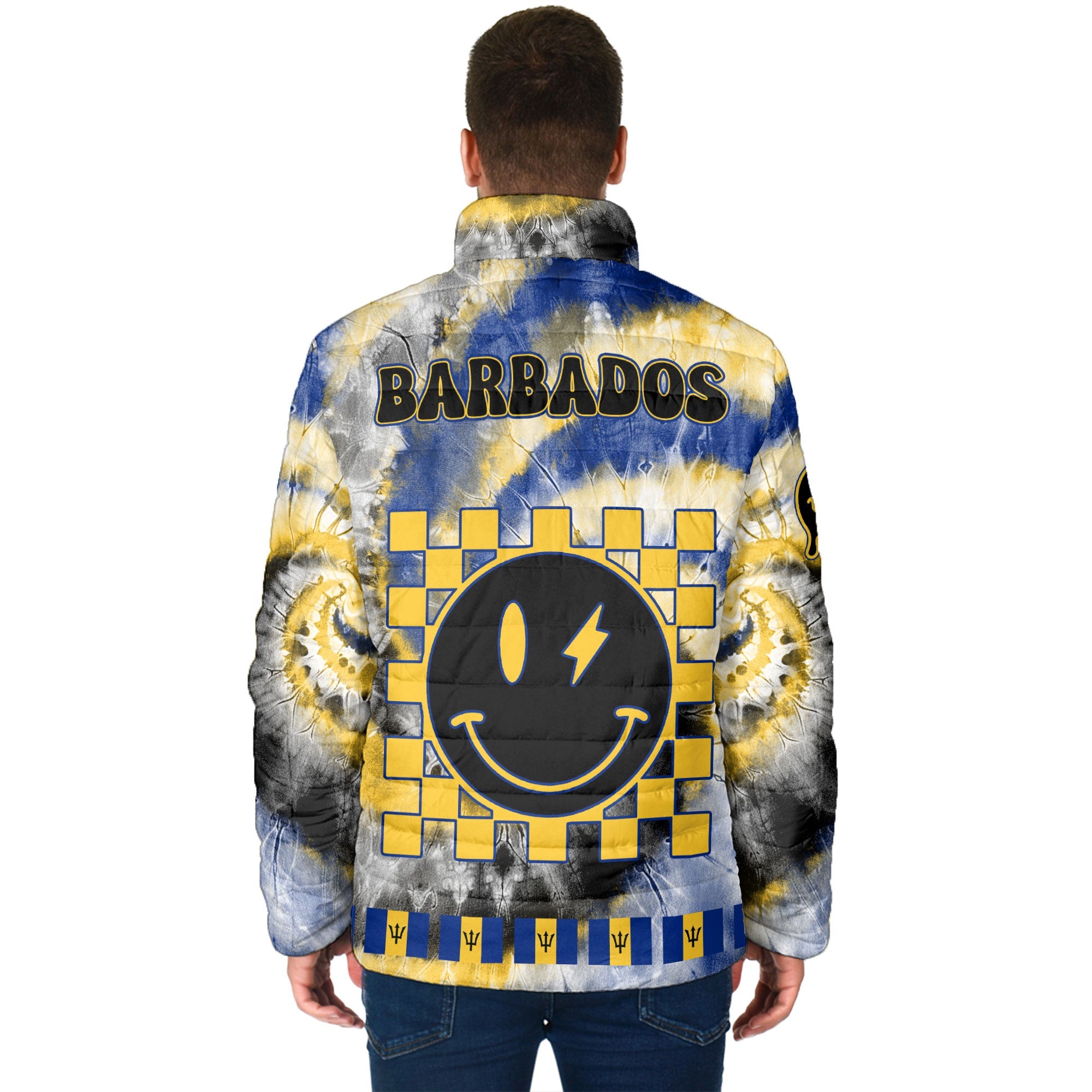 Barbados Men Padded Jacket Custom Tie Dye Style 2