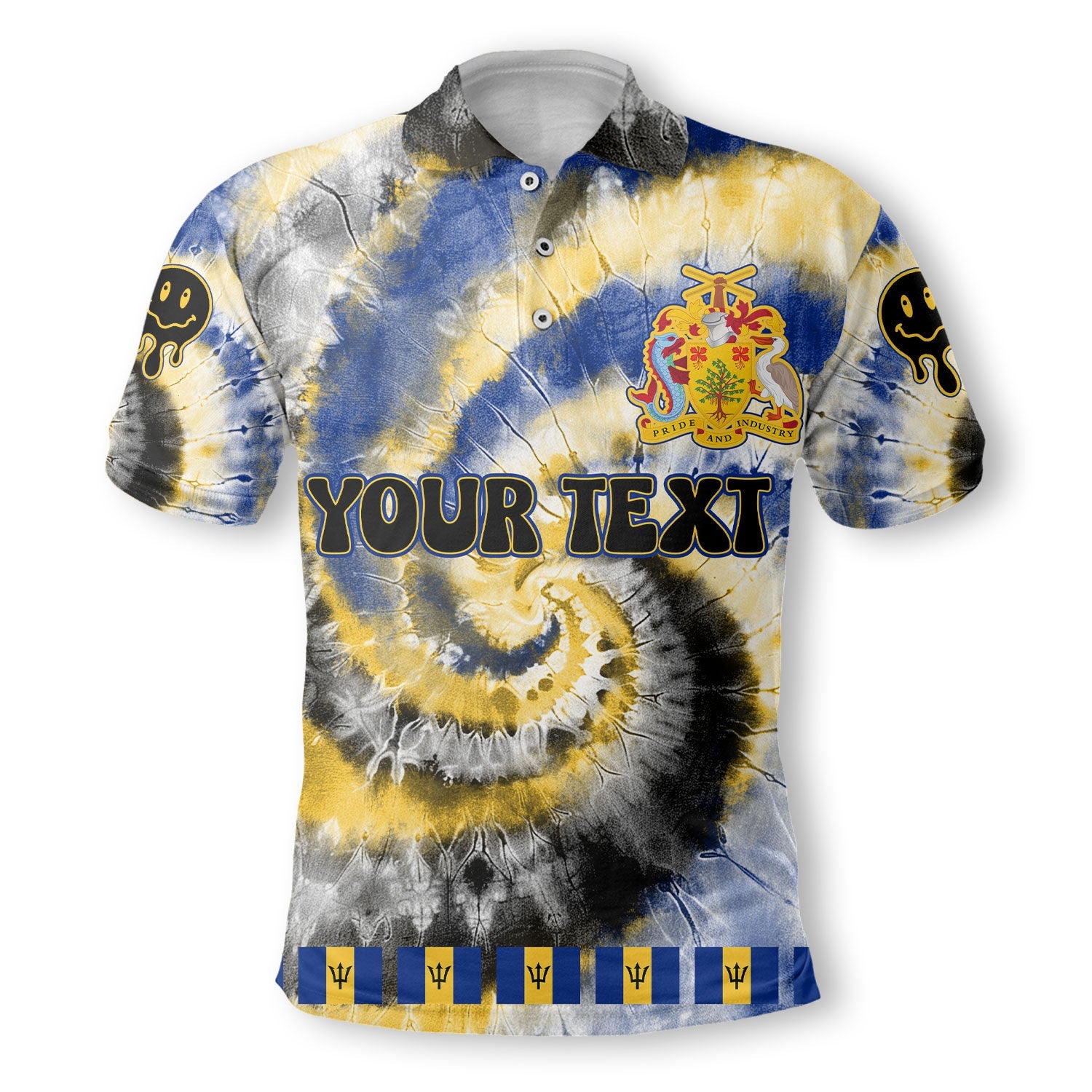 Barbados Polo Shirt Custom Tie Dye Style 2