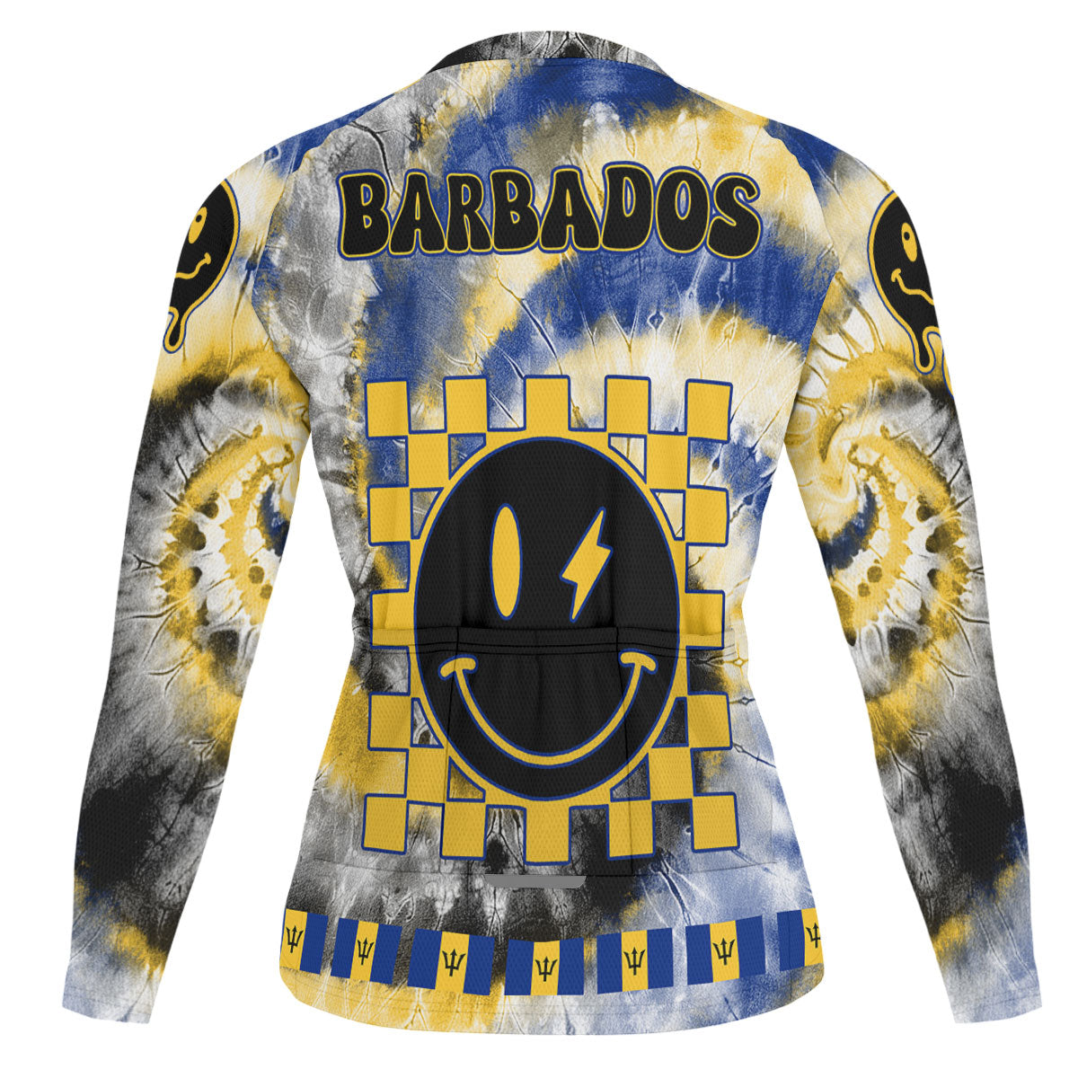 Barbados Raglan Men Cycling Jersey Long Sleeve Custom Tie Dye Style 1