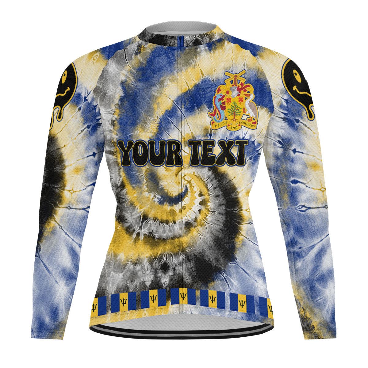 Barbados Raglan Men Cycling Jersey Long Sleeve Custom Tie Dye Style 2