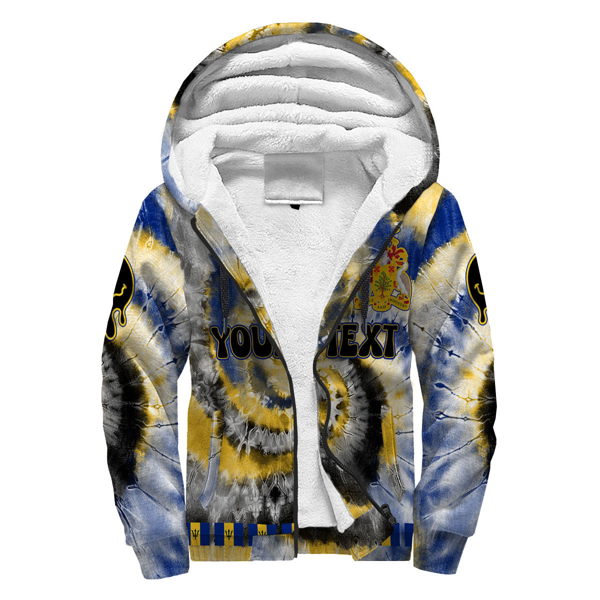 Barbados Sherpa Hoodie Custom Tie Dye Style 3