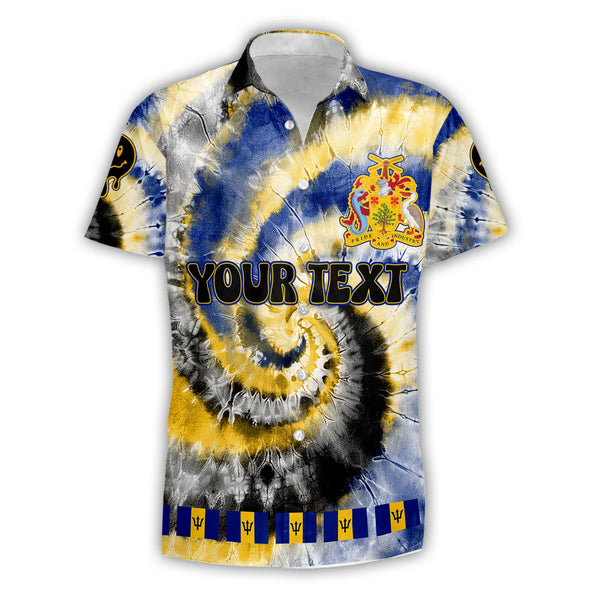 Barbados Short Sleeve Shirt Custom Tie Dye Style 1