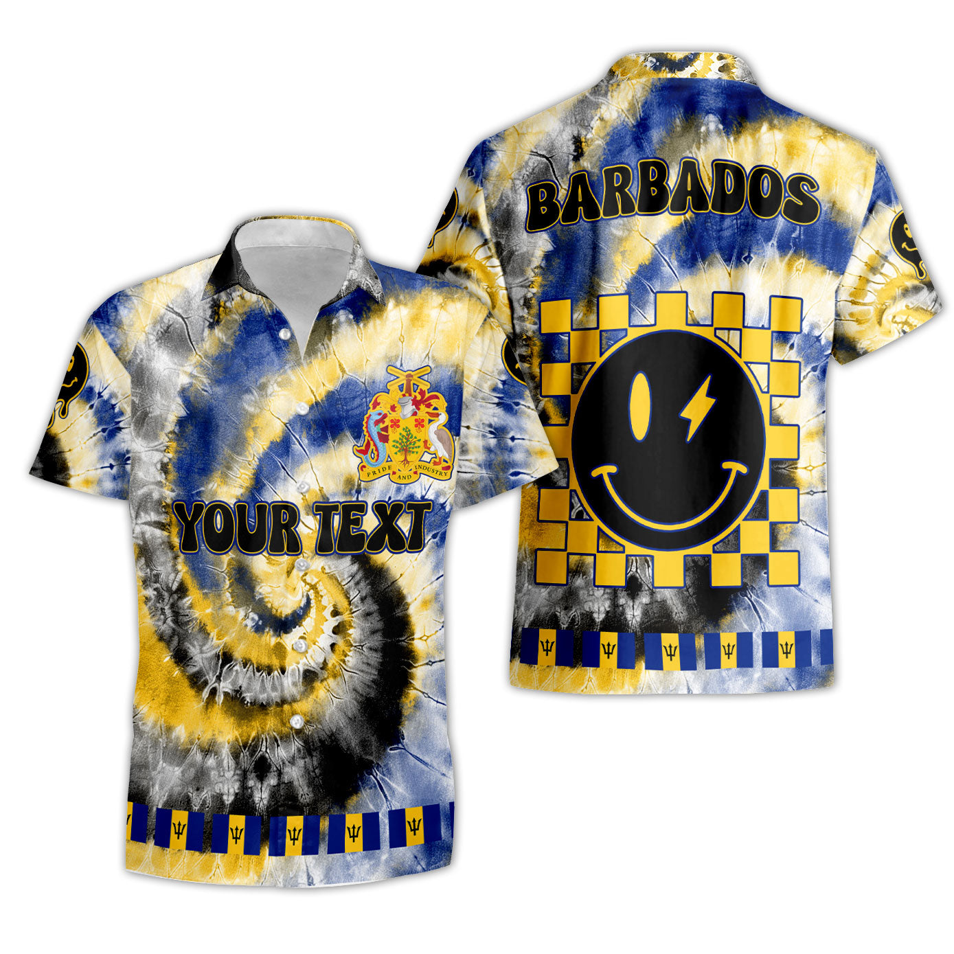 Barbados Short Sleeve Shirt Custom Tie Dye Style 3